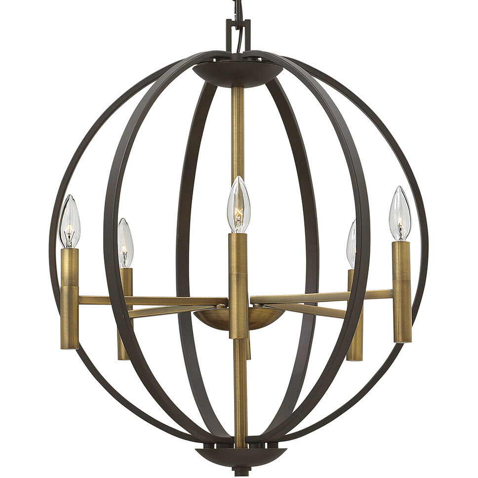 Euclid 6 Light 21.25 inch Spanish Bronze with Heirloom Brass Indoor Chandelier Ceiling Light
