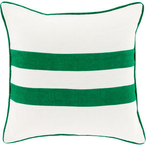 Linen Stripe 18 inch Cream, Emerald Pillow Kit