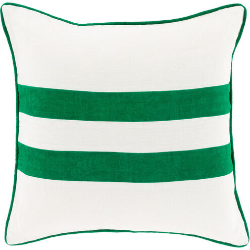 Linen Stripe 18 inch Cream, Emerald Pillow Kit