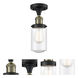 Franklin Restoration Dover LED 5 inch Black Antique Brass Semi-Flush Mount Ceiling Light in Seedy Glass, Franklin Restoration