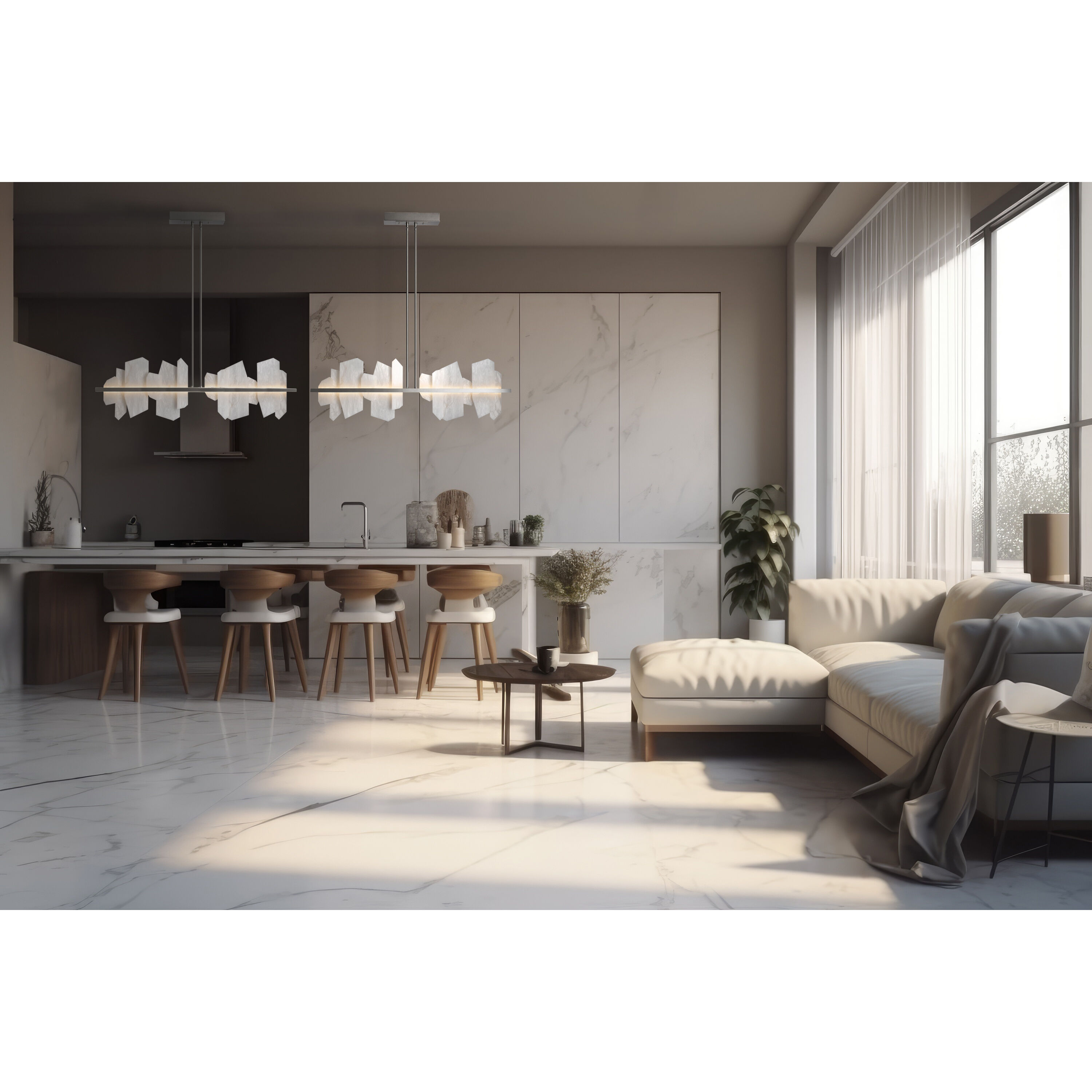 Volterra Linear Pendant Ceiling Light in Vintage Platinum