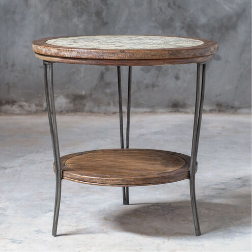 Saskia 24 X 24 inch Fruitwood with Aged Ivory and Gray Side Table