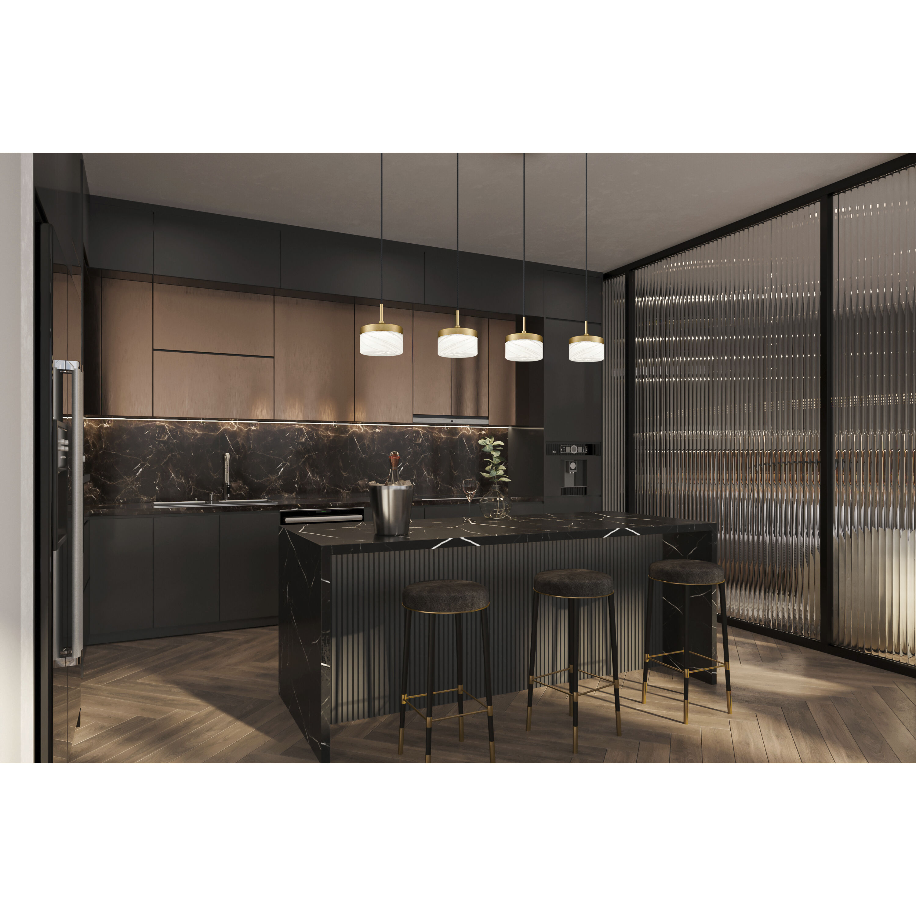 Renaud Pendant Ceiling Light in Modern Gold