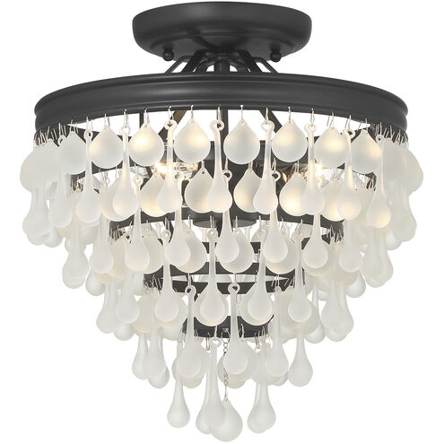Calypso 3 Light 13 inch Matte Black Semi Flush Ceiling Light
