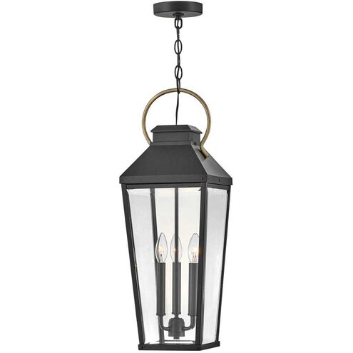 Dawson 9 inch Black with Burnished Bronze Outdoor Hanging Lantern