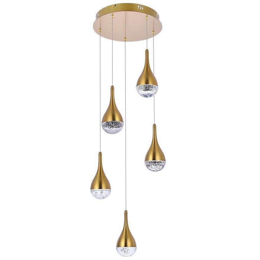 Amherst 5 Light 14.5 inch Satin Gold Pendant Ceiling Light
