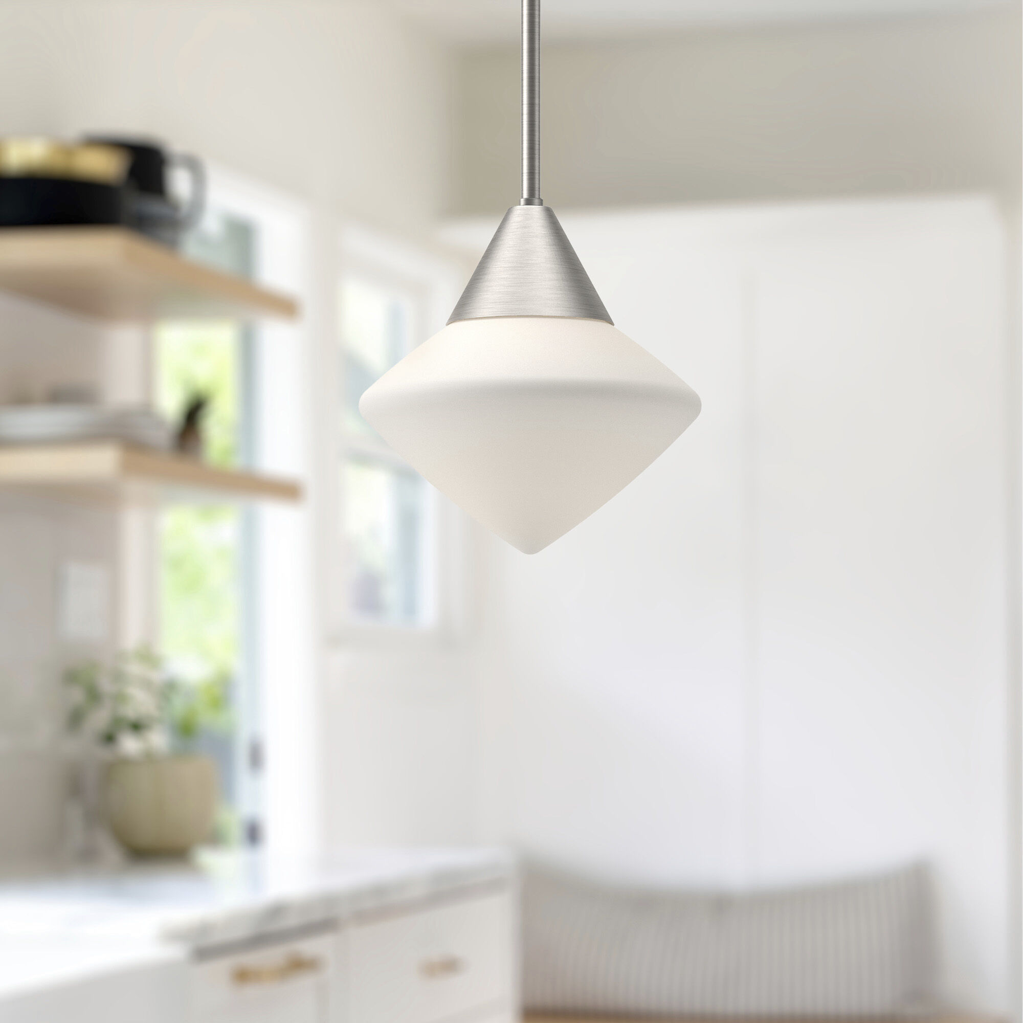 Alora Mood Nora 1 Light 8 inch Brushed Nickel/Opal Matte Glass Pendant Ceiling Light