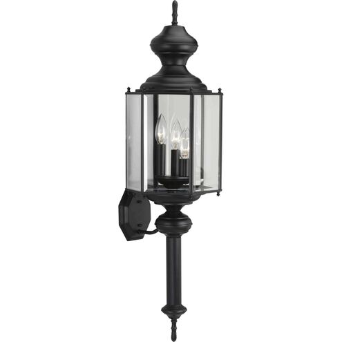 BrassGUARD 3 Light 33 inch Matte Black Outdoor Wall Lantern