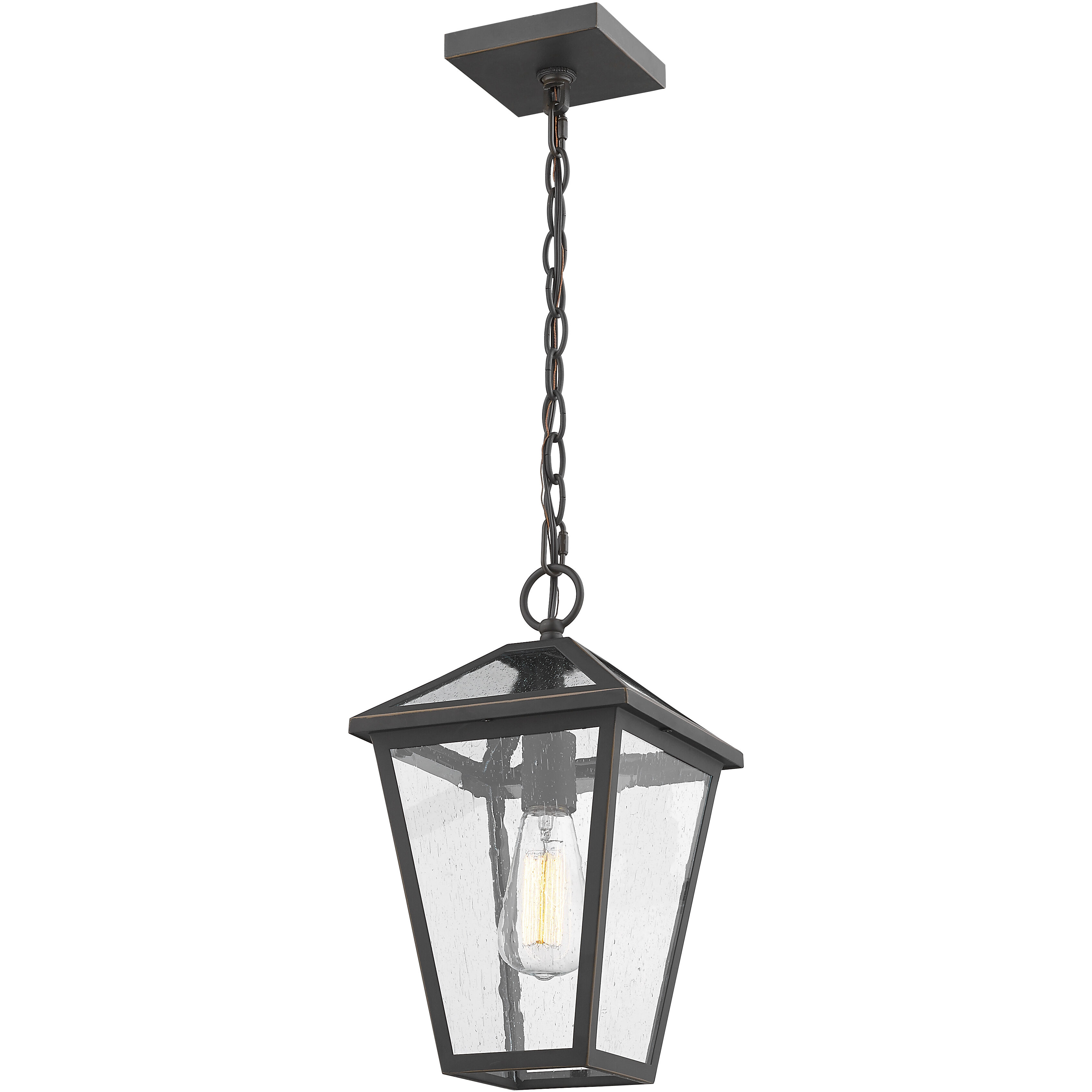 Talbot 1 Light 8.25 inch Oil Rubbed Bronze Outdoor Chain Mount Ceiling Fixture in Seedy Glass
