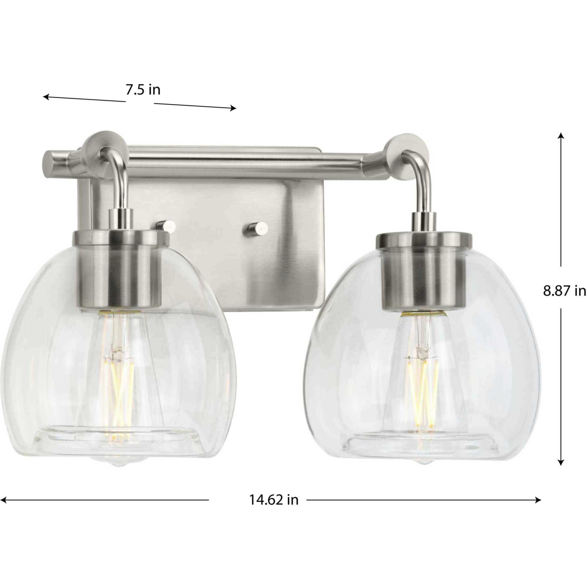 Caisson 2 Light 15 inch Brushed Nickel Bath Vanity Wall Light