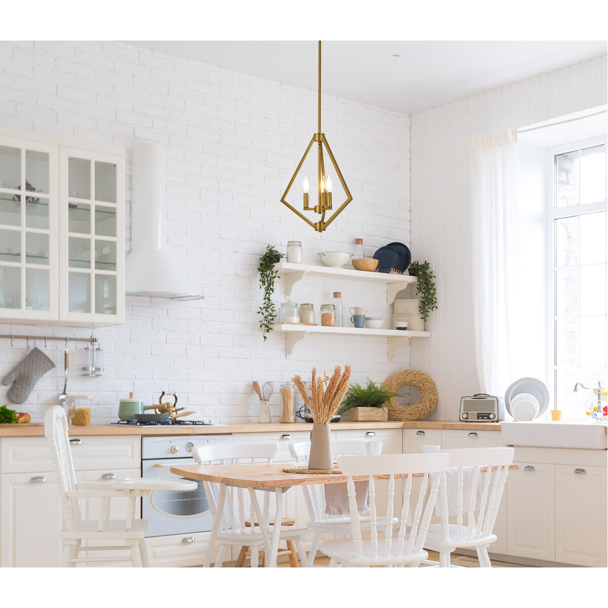 Irina 3 Light 14 inch Brass Pendant Ceiling Light