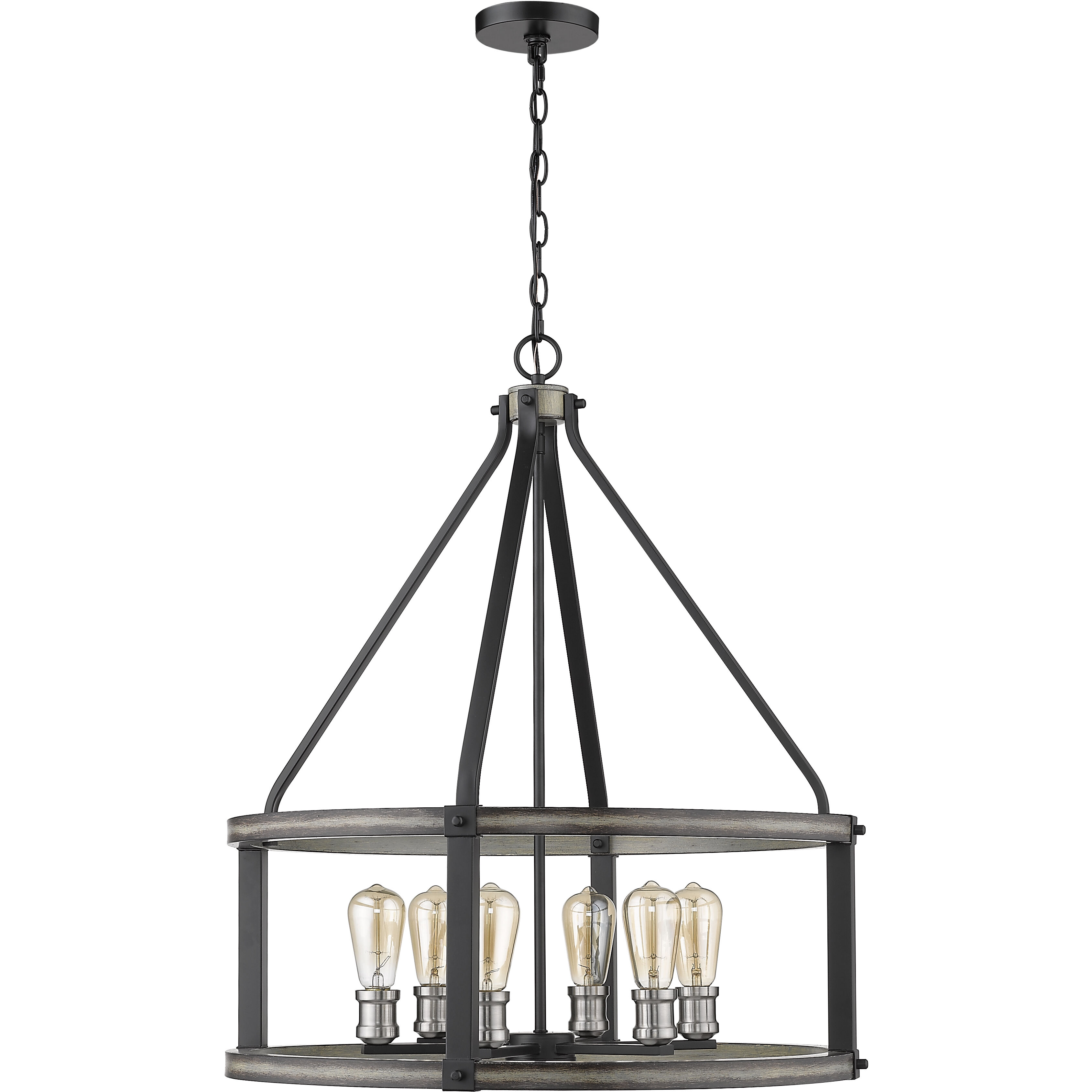 Kirkland 6 Light 25 inch Ashen Barnboard Chandelier Ceiling Light