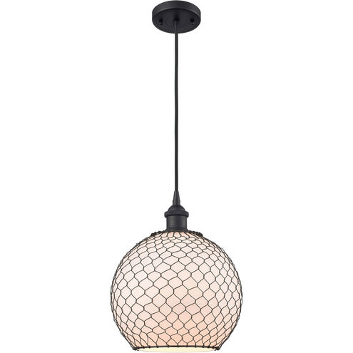Ballston Large Farmhouse Chicken Wire 1 Light 10 inch Matte Black Mini Pendant Ceiling Light, Ballston