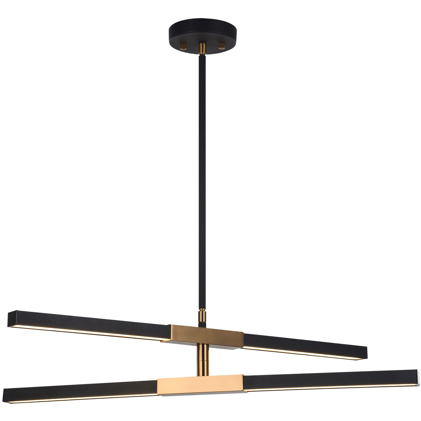 Lineare LED 28 inch Matte Black and Aged Gold Brass Pendant Ceiling Light