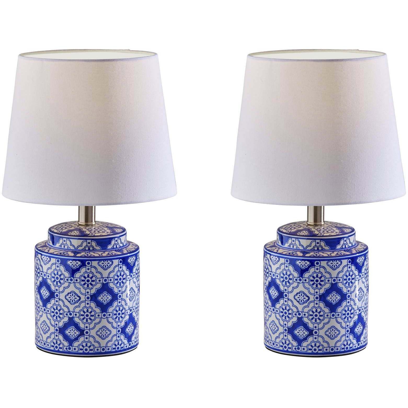 Polly 17 inch 60.00 watt Blue Table Lamps Portable Light, Simplee Adesso, 2 Pack