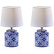 Polly 17 inch 60.00 watt Blue Table Lamps Portable Light, Simplee Adesso, 2 Pack