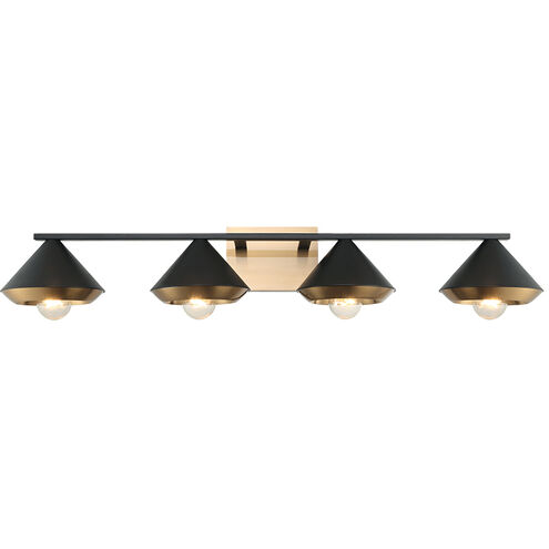 Velax Wall Sconce Wall Light in Matte Black and Aged Gold Brass