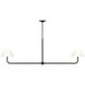 C&M by Chapman & Myers Fiona 2 Light 60 inch Aged Iron Linear Chandelier Ceiling Light in LED