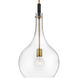 Ziggy 1 Light 12 inch Heritage Brass with Black Indoor Pendant Ceiling Light in Clear