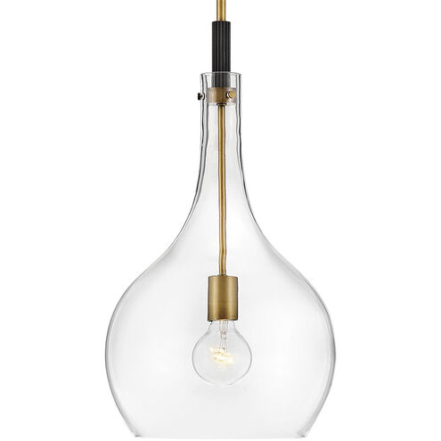 Ziggy 1 Light 12 inch Heritage Brass with Black Indoor Pendant Ceiling Light in Clear
