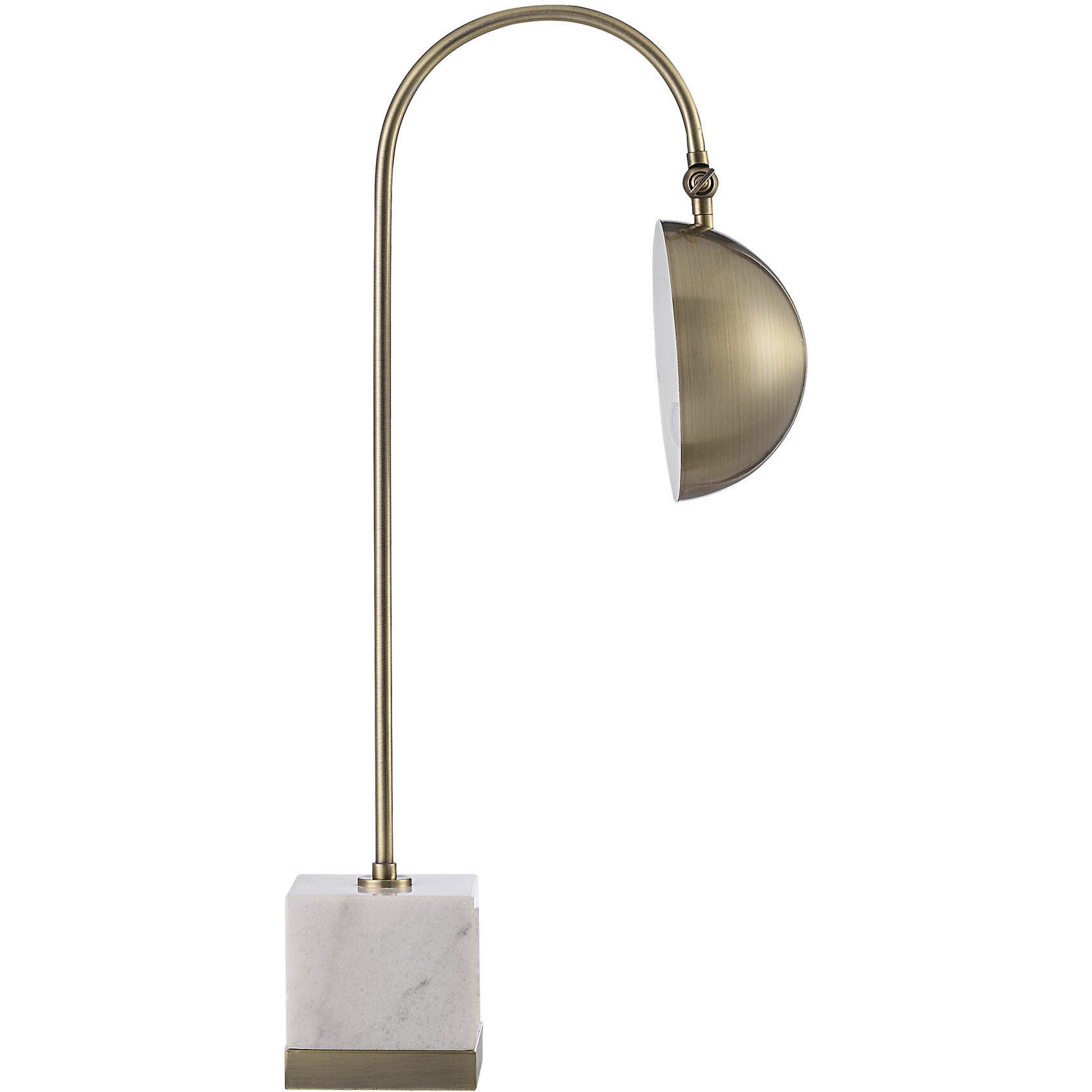 Volos 27 inch 100 watt Antique Brass and White Table Lamp Portable Light