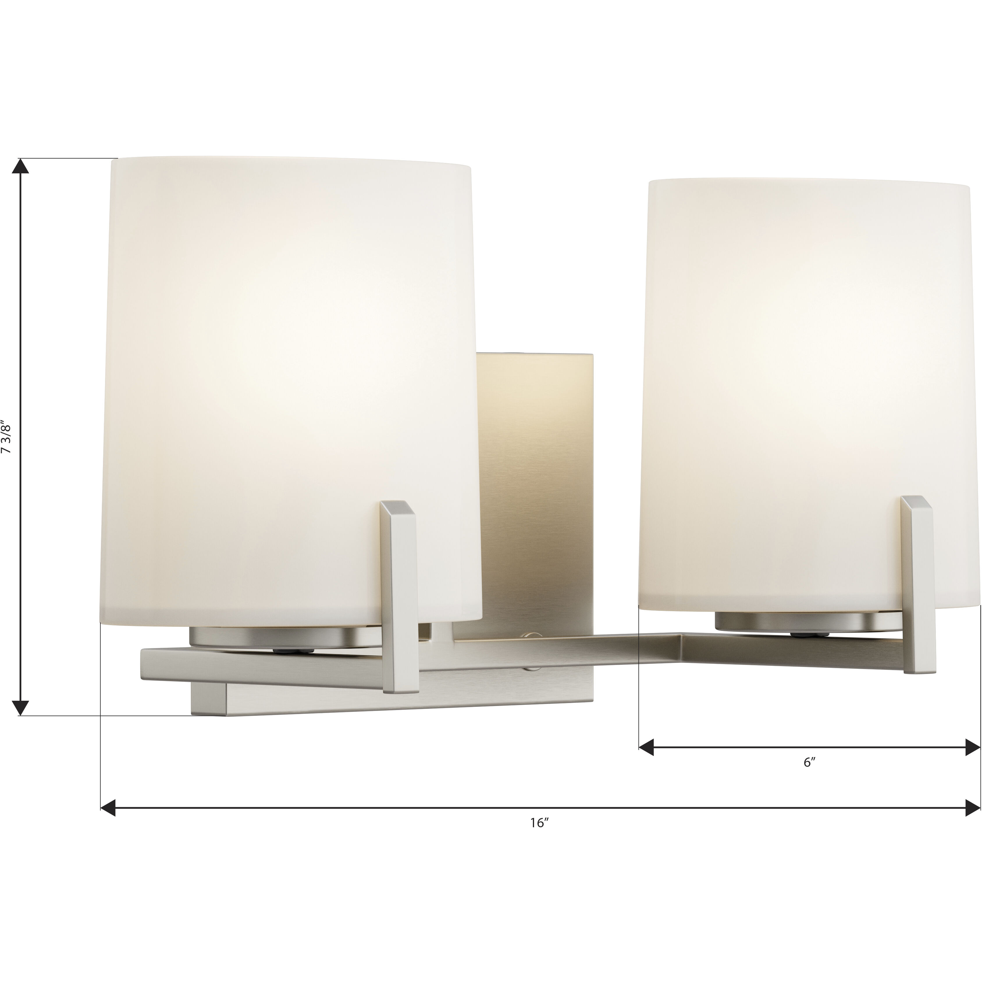Mirelle 2 Light 16 inch Brushed Nickel Vanity Wall Light
