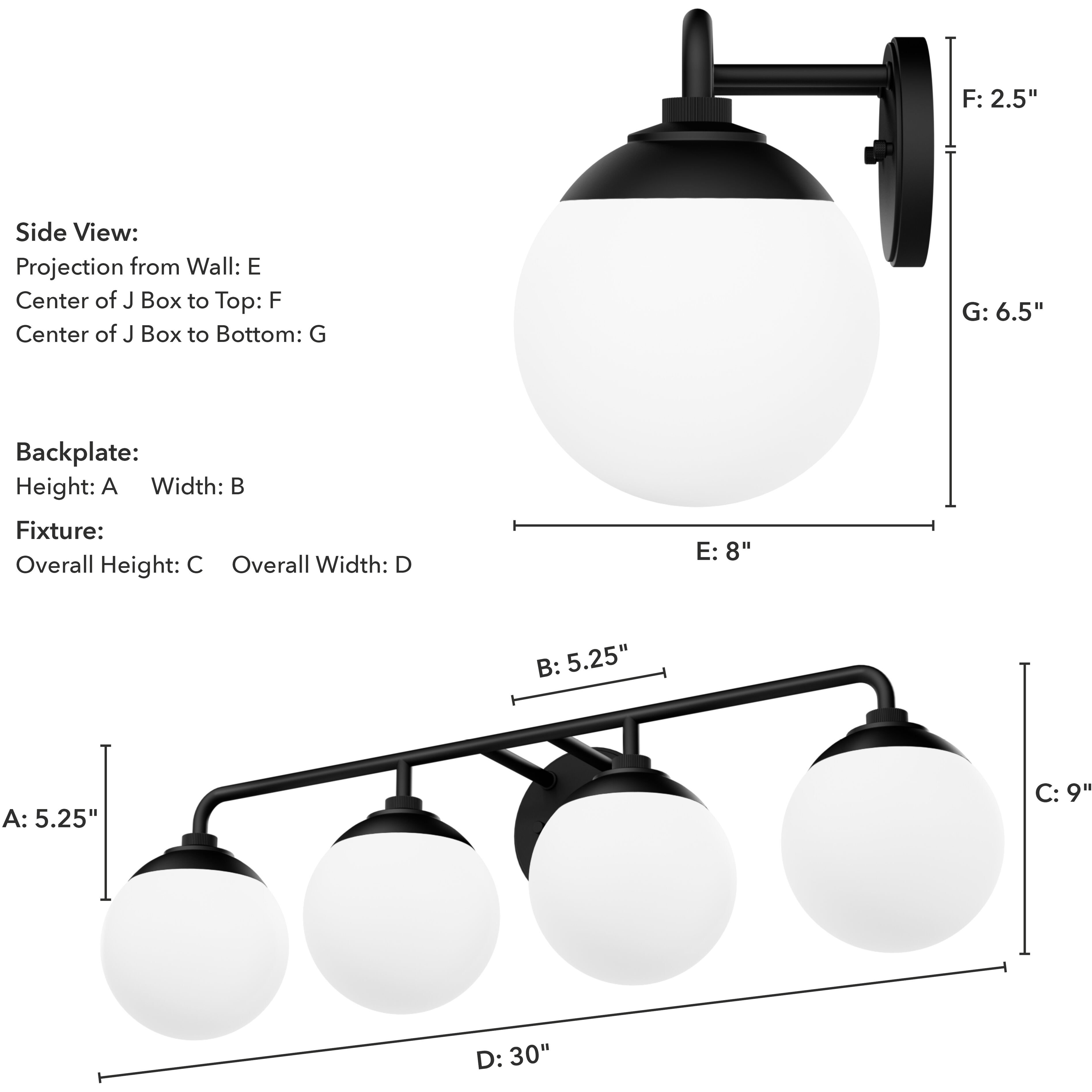 Hepburn 4 Light 30 inch Matte Black Vanity Light Wall Light