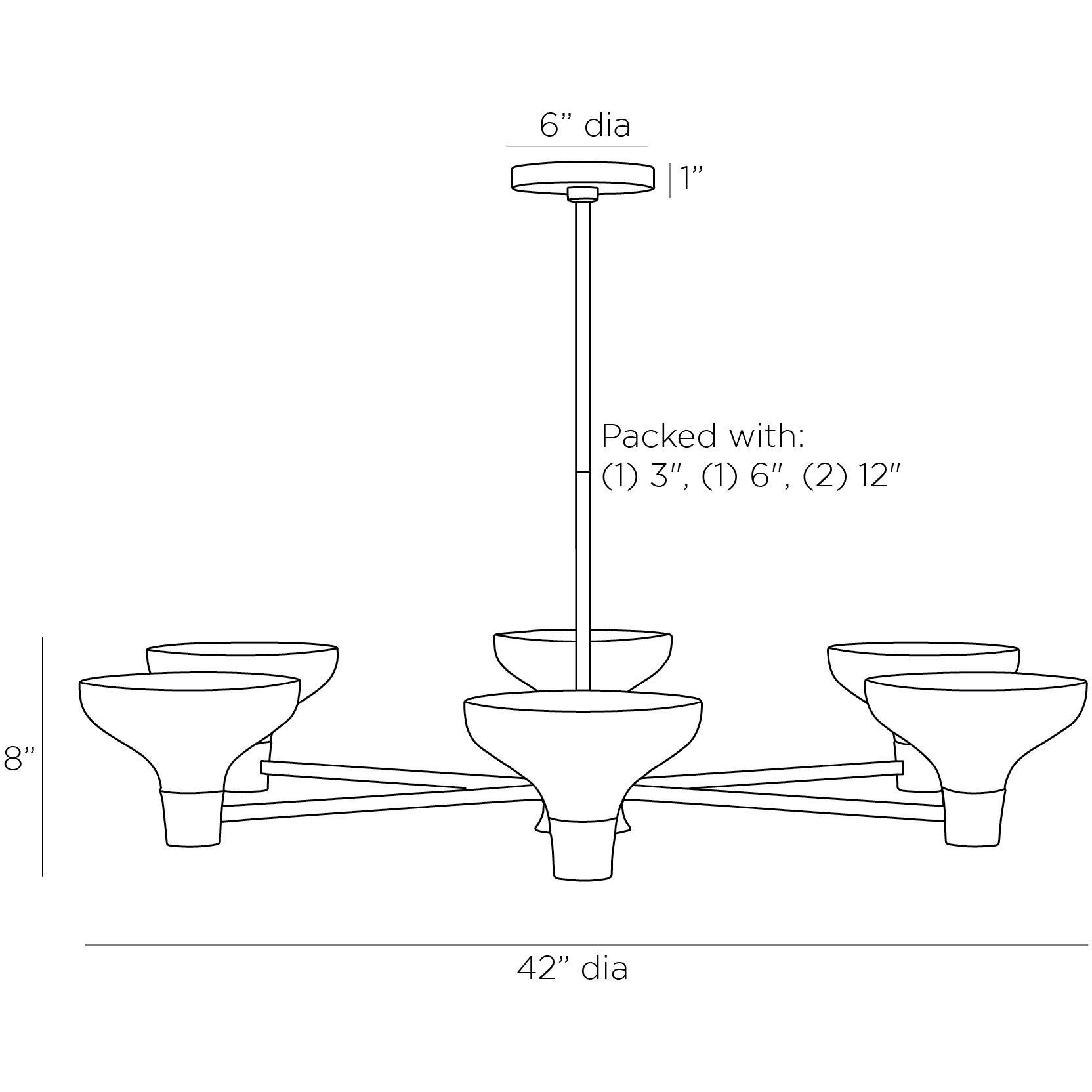 Thatcher 6 Light 42 inch White Gesso Chandelier Ceiling Light