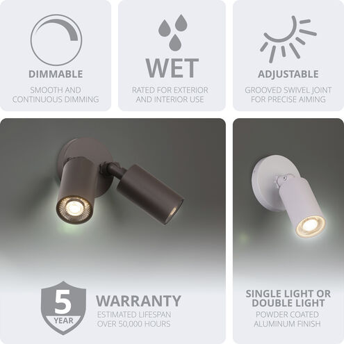 Cylinder LED 5.06 inch Black Outdoor Wall Light