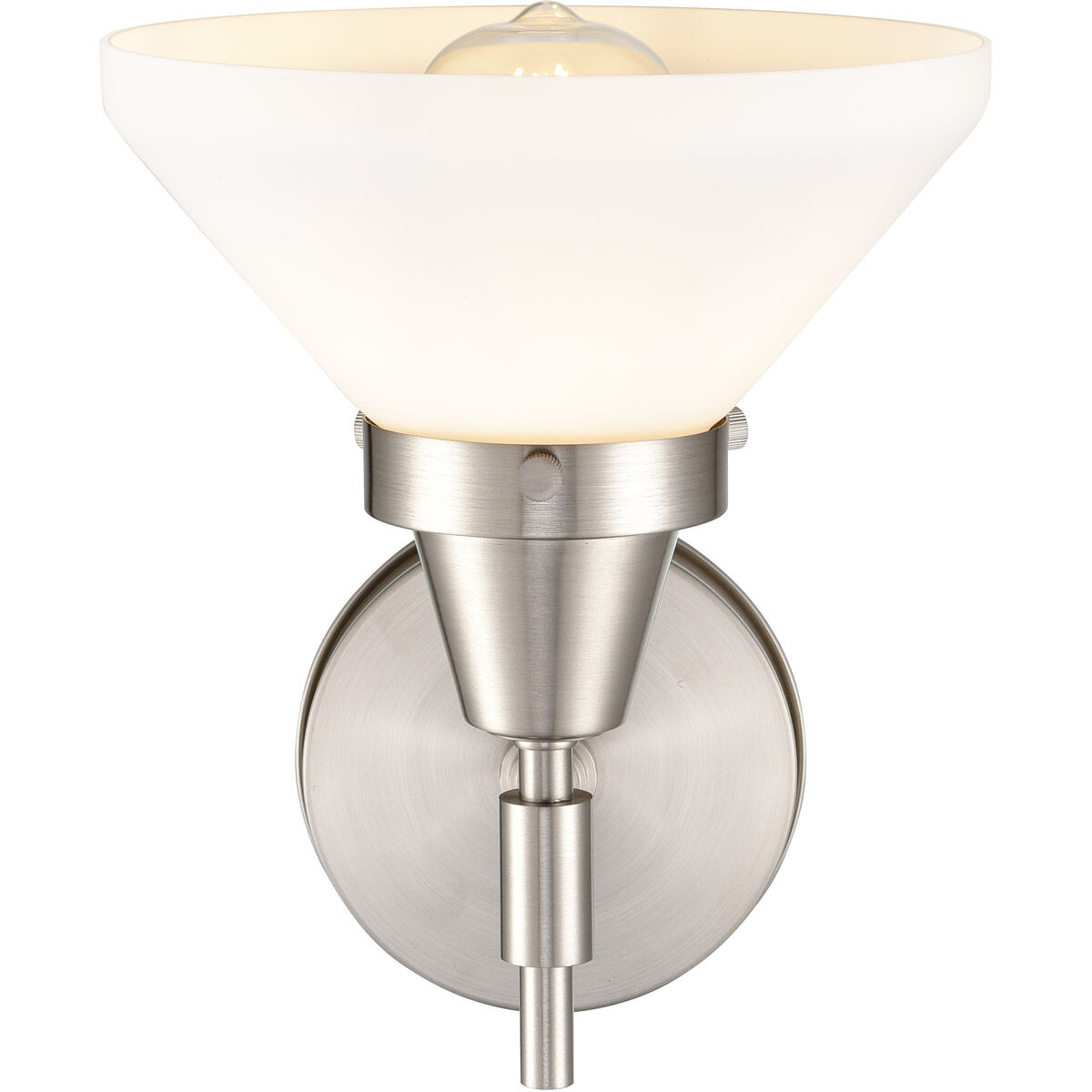 Caden LED 8 inch Satin Nickel Sconce Wall Light in White Glass