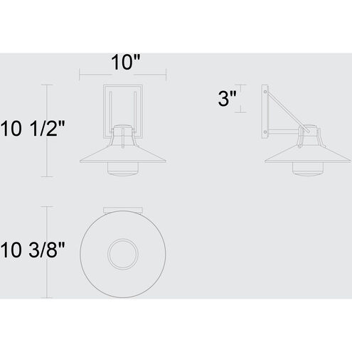 Radiant LED 10.5 inch Sand Black Outdoor Wall Sconce