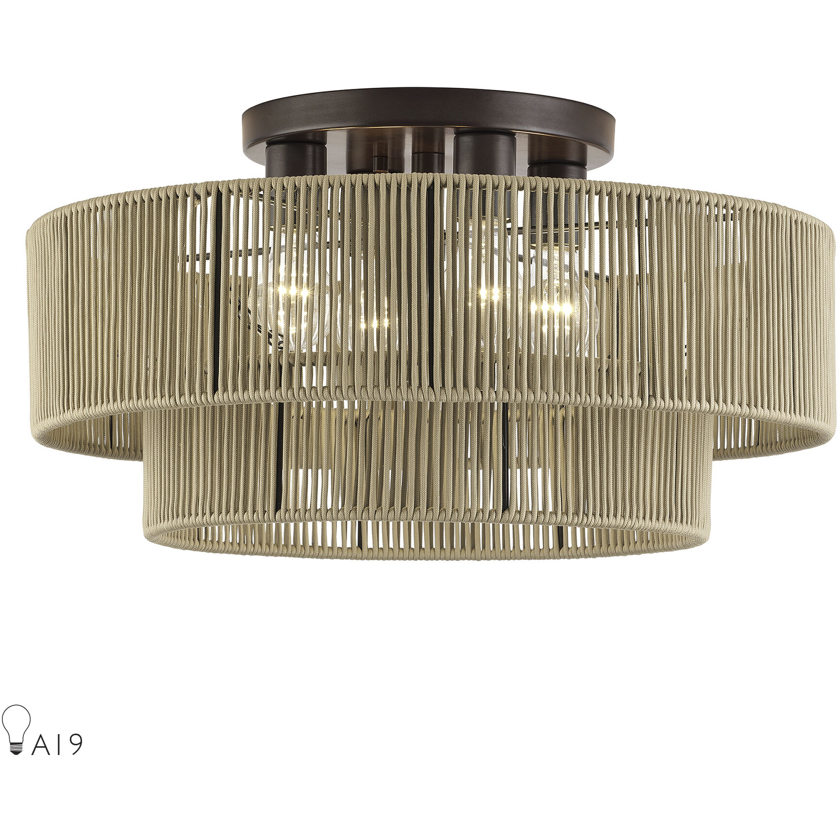 Acordia 4 Light 21 inch English Bronze Semi Flush Mount Ceiling Light, Extra Large