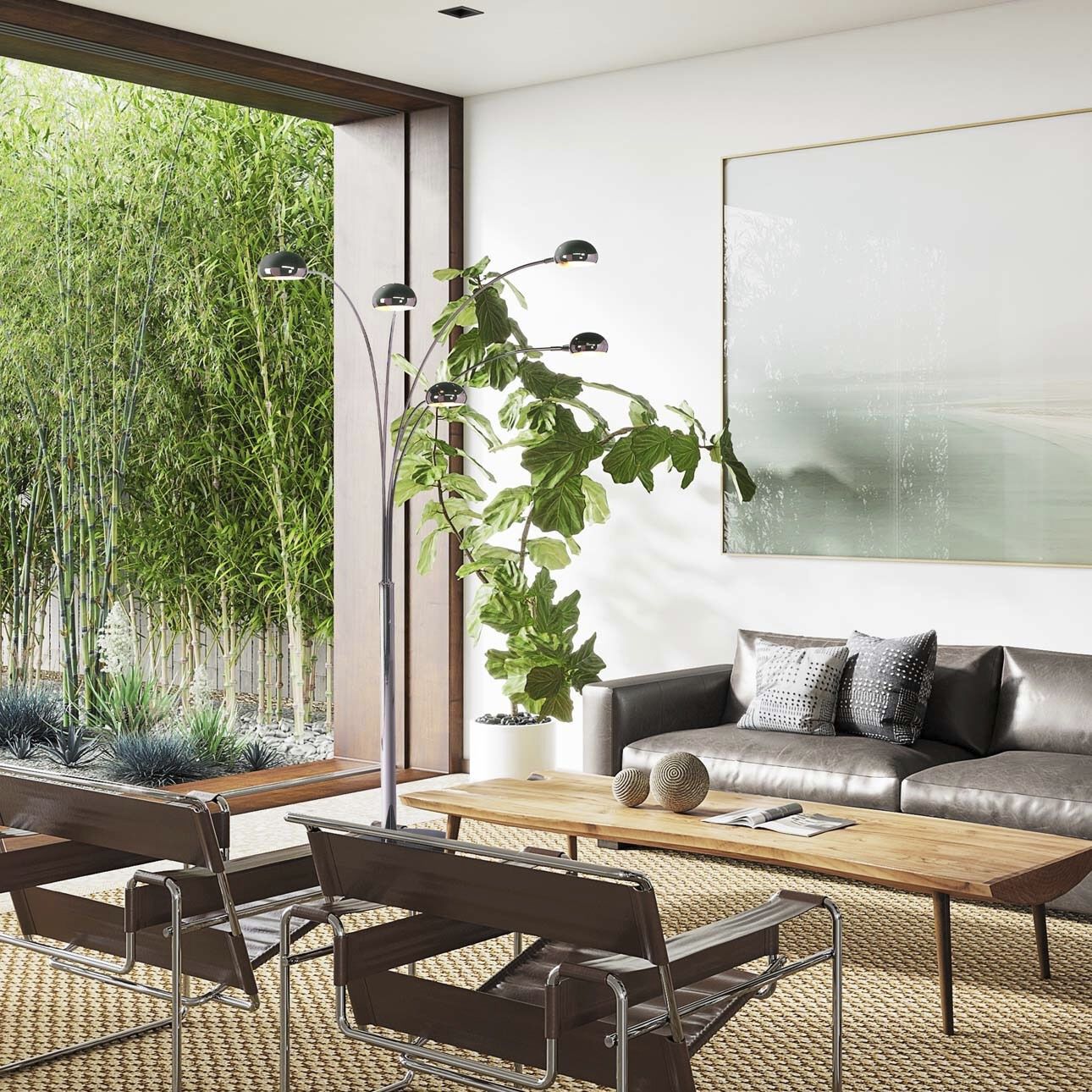 Mushroom 85 inch 40.00 watt Black Nickel Arc Floor Lamp Portable Light