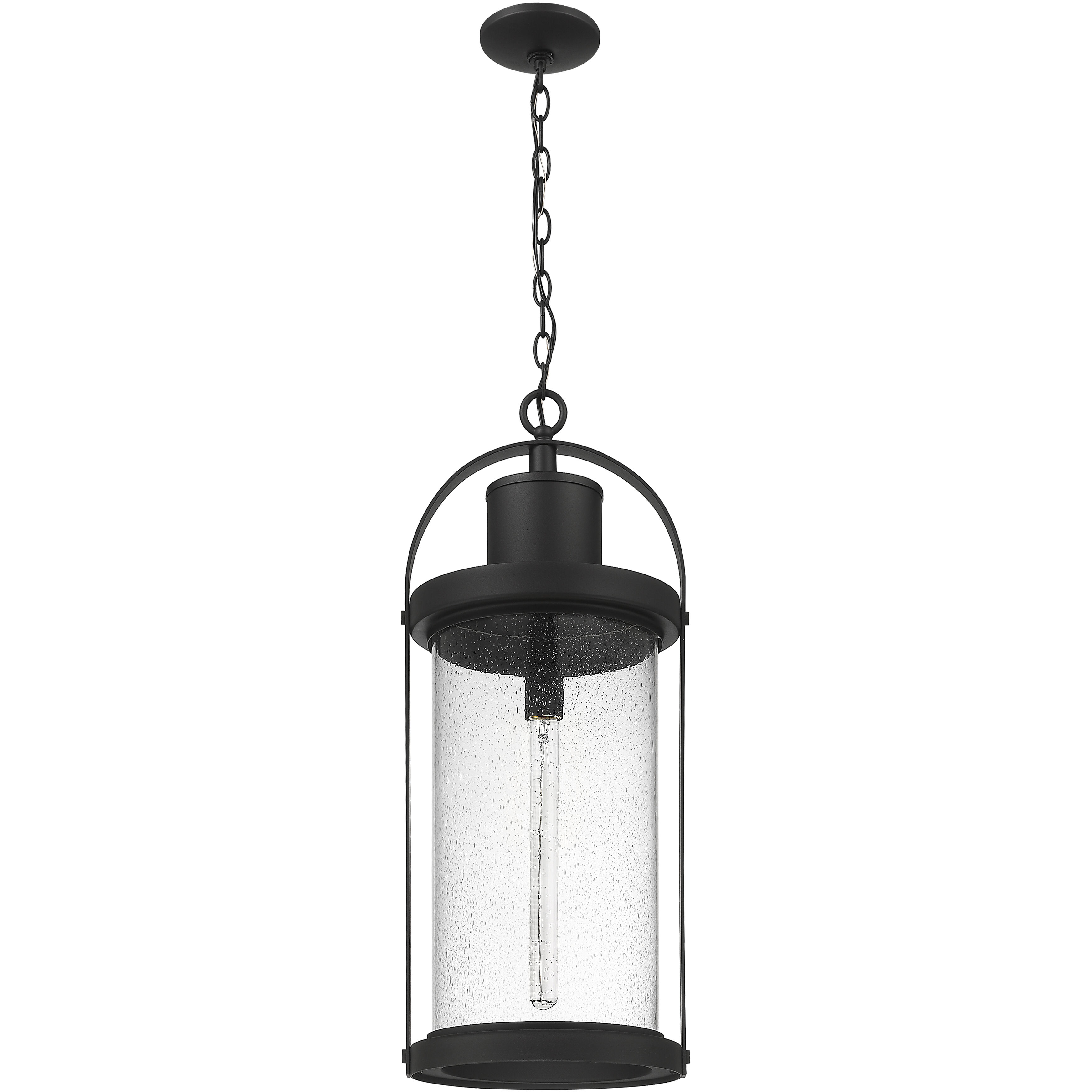Roundhouse 1 Light 12 inch Black Outdoor Chain Mount Ceiling Fixture