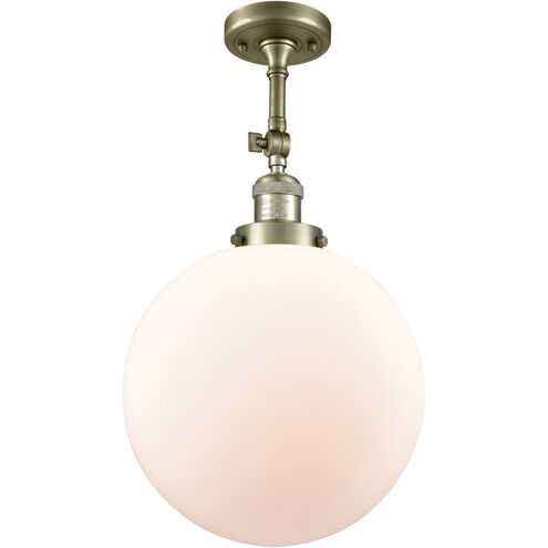 Franklin Restoration XX-Large Beacon 1 Light 12 inch Antique Brass Semi-Flush Mount Ceiling Light in Cased Matte White Glass, Franklin Restoration