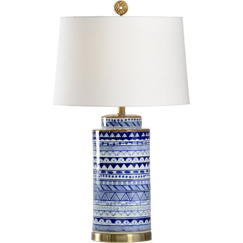 Waterfront 30 inch 100 watt Blue/White Glaze Table Lamp Portable Light