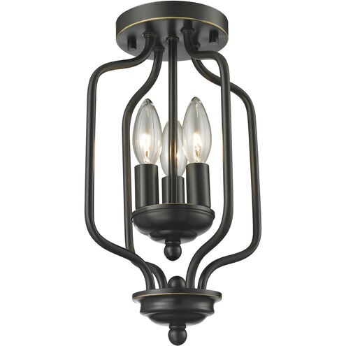 Cardinal 3 Light 8 inch Olde Bronze Flush Mount Ceiling Light