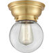 Aditi Beacon 1 Light 6 inch Satin Gold Flush Mount Ceiling Light in Clear Glass, Aditi