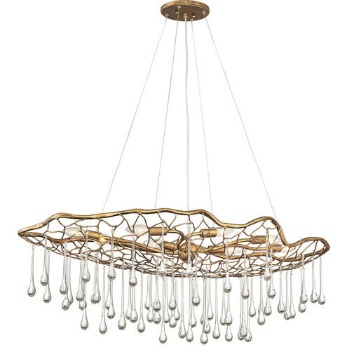 Lisa McDennon Laguna LED 42 inch Burnished Gold Indoor Linear Chandelier Ceiling Light, Oval