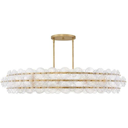 Rene 10 Light 60 inch Distressed Brass Chandelier Ceiling Light