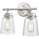 Amberose 2 Light 16 inch Brushed Nickel Bathroom Vanity Light Wall Light