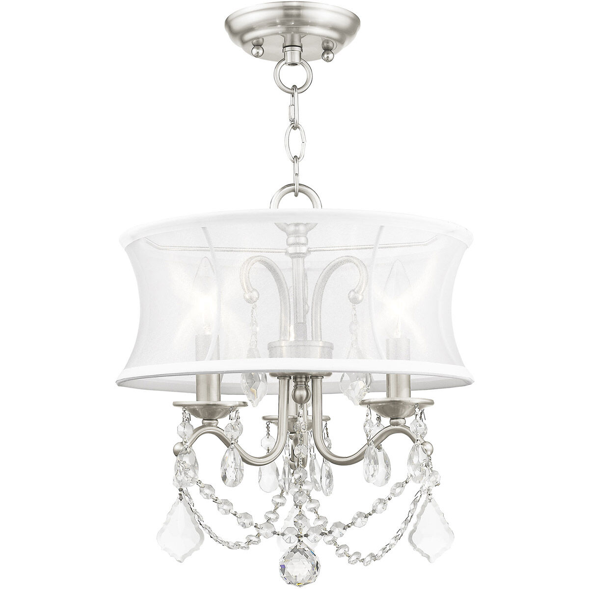 Newcastle 3 Light 13 inch Brushed Nickel Convertible Mini Chandelier/Ceiling Mount Ceiling Light
