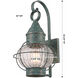Ellington 1 Light 16.5 inch Verde Green Outdoor Sconce in Optic Glass, Brass Traditions by Innovations Lighting