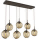 Aster Incandescent 7 Light Flat Bronze Linear Pendant Ceiling Light in Bronze Aster, Multi-Port