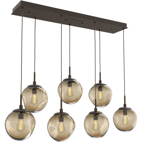 Aster Incandescent 7 Light Flat Bronze Linear Pendant Ceiling Light in Bronze Aster, Multi-Port