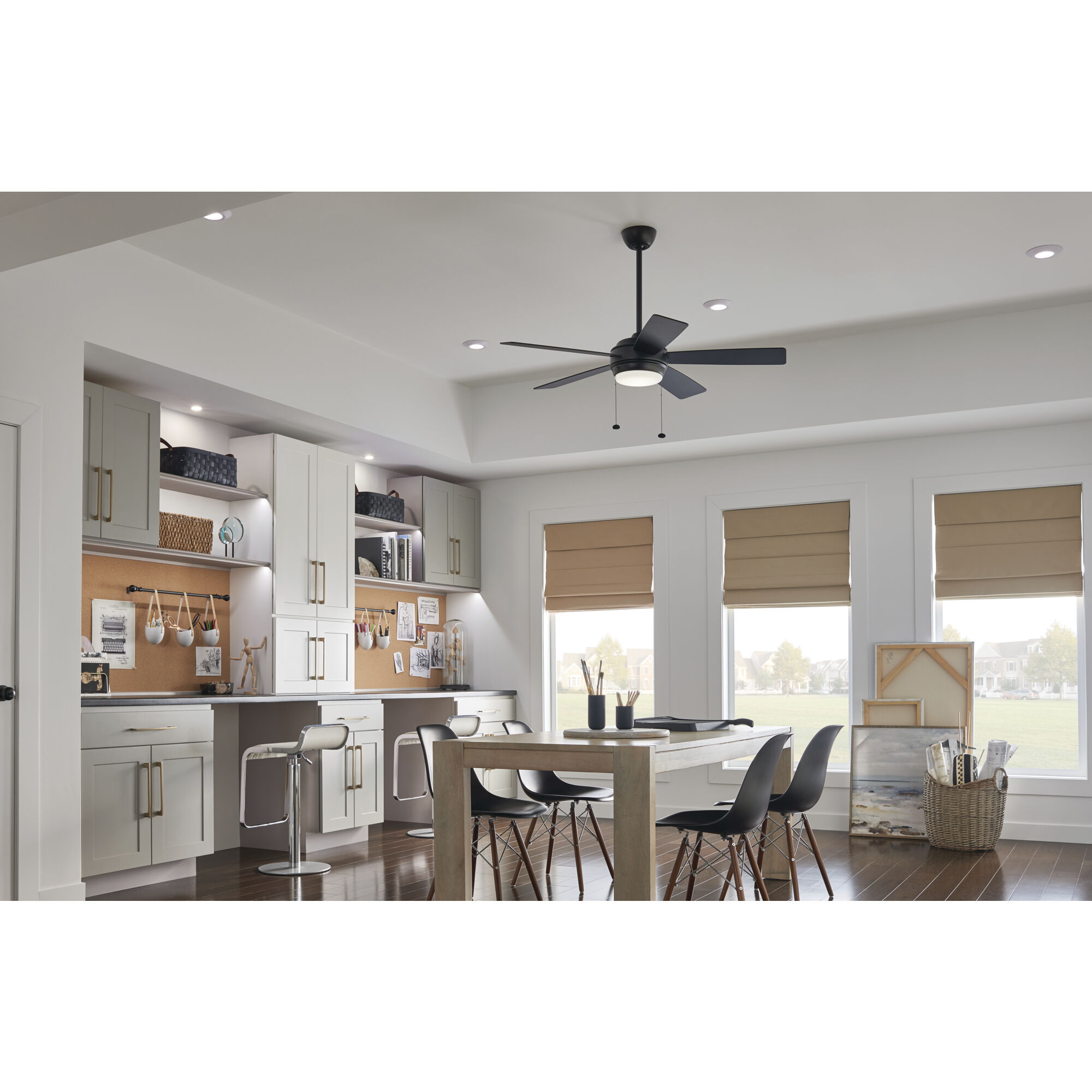 Starkk 52 inch Satin Black with Silver Blades Ceiling Fan