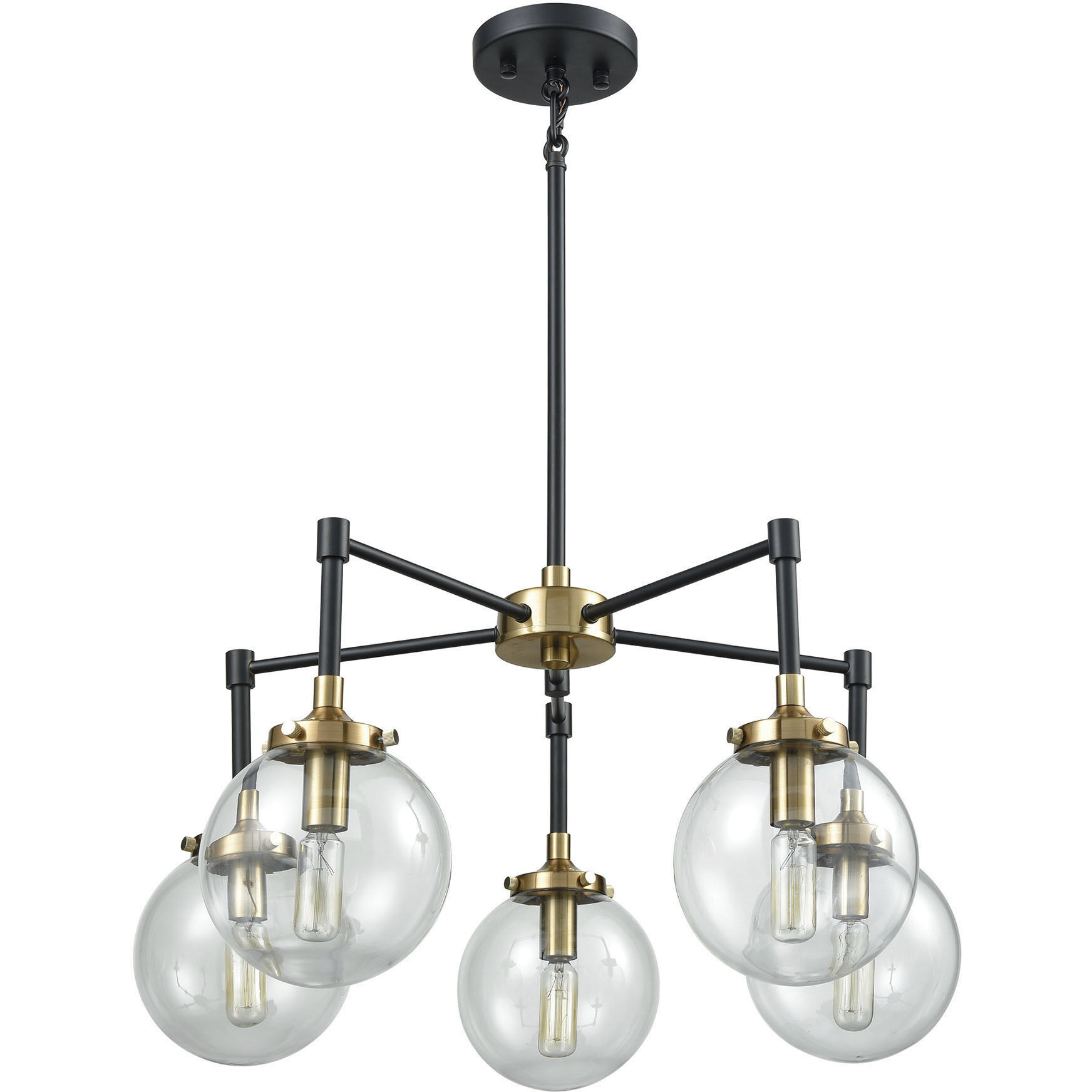 Boudreaux 5 Light 23 inch Antique Gold with Matte Black Chandelier Ceiling Light