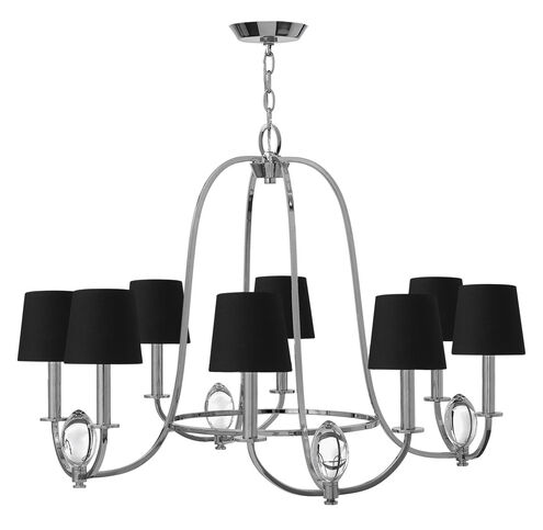 Marielle 8 Light 32 inch Chrome Chandelier Ceiling Light, Black Silk Gold Lined Shade