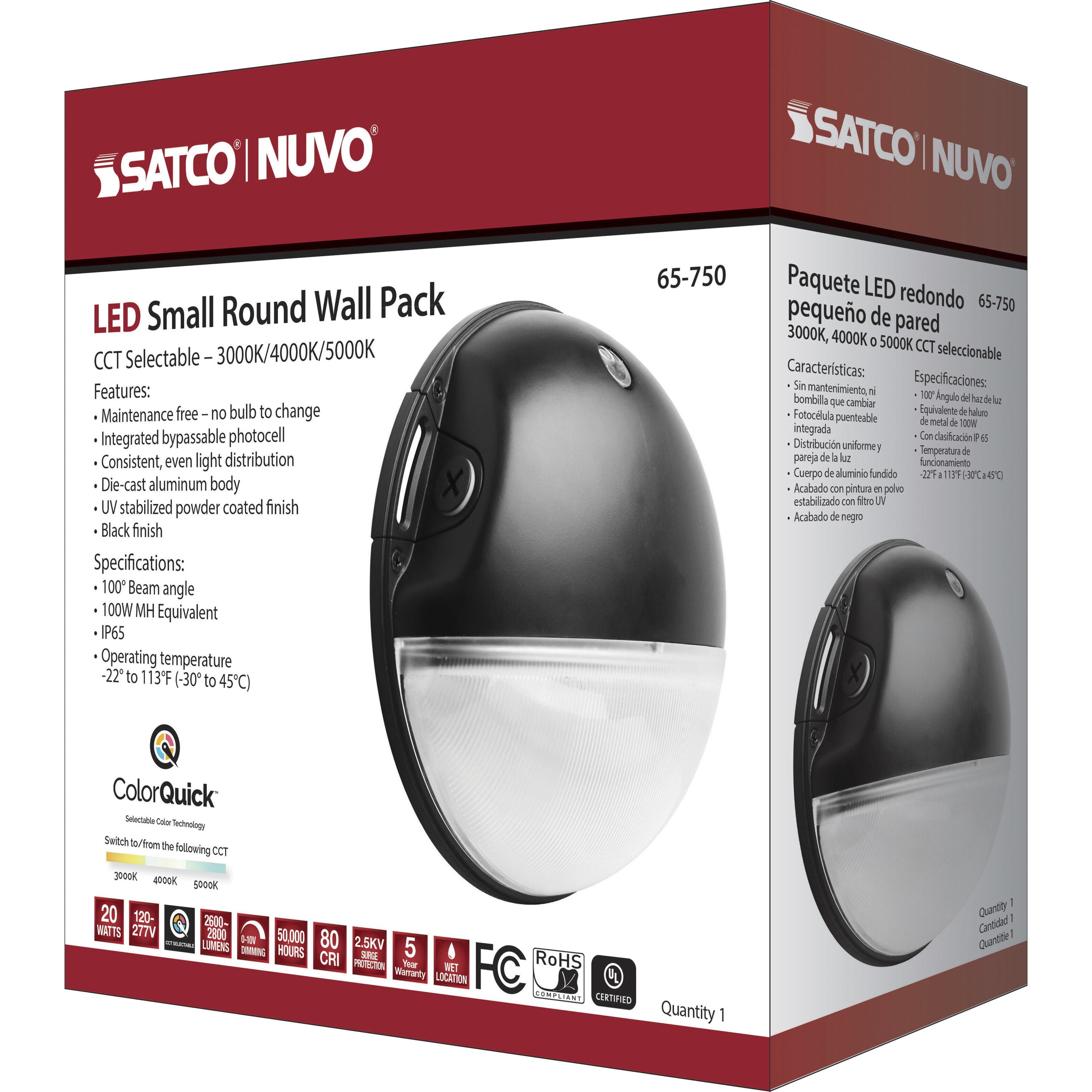 Brentwood LED 9 inch Black Outdoor Wall Pack