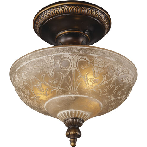 Restoration 3 Light 12 inch Golden Bronze Semi Flush Mount Ceiling Light